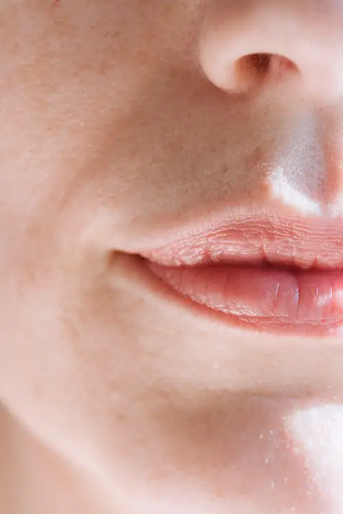 a close-up of soft and hydrated lips