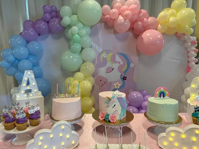 a unicorn fairytale-themed decorations for a party