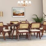 Darcy 6 Seater Dining Set with cane Chair (Brown finish )