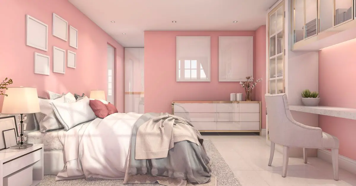 3d rendering beautiful pink vintage kid bedroom_