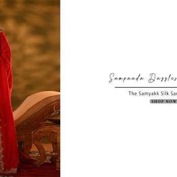 Sampaada Shines in Samyakk Scarlet Red Sequins Embroidered Silk Saree