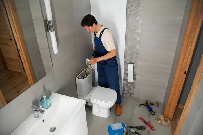 A professional plumber in Etobicoke repair toilet